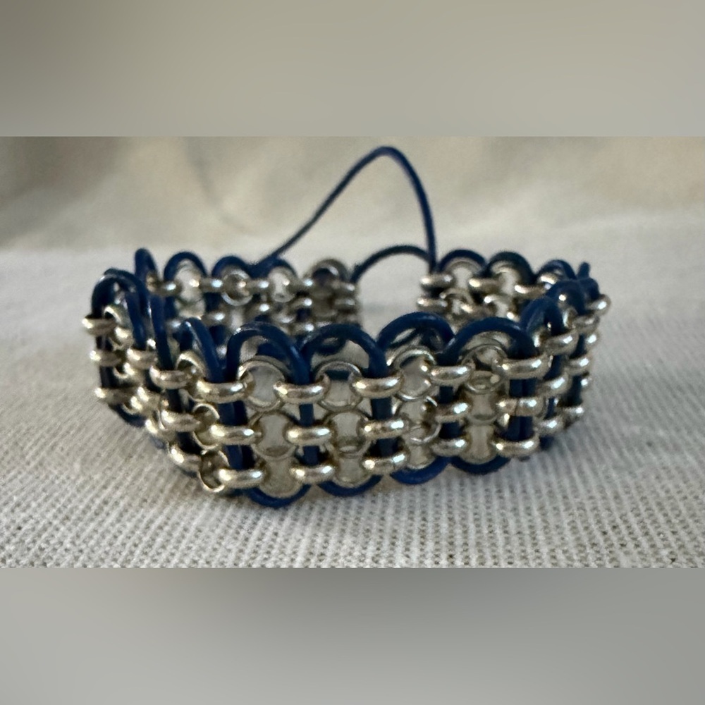 Blue and Silver Chain Link Bracelet